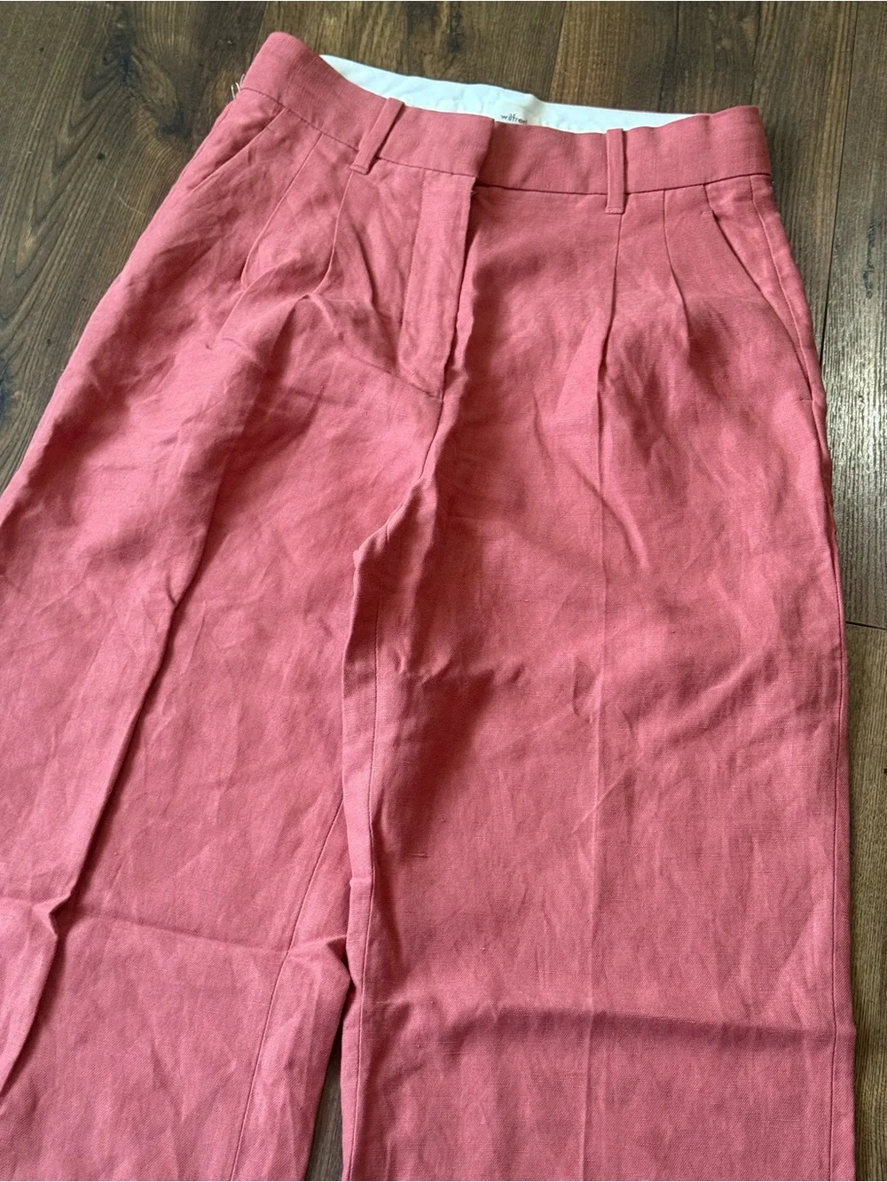 Wilfred Aritzia Pink Linen Lyocell Wide Leg Pants Women’s Size 2 High Rise